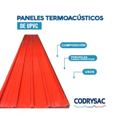 CODRYSAC - Techo termoacústico UPVC 1.05 x 3.6m x 1.5mm Rojo