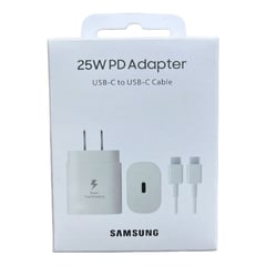 SAMSUNG - Cargador Adaptador 25W Cubo + Cable Usb C A C - Blanco