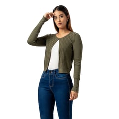 GENERICO - Cárdigan Corto de Cashemira para Mujer Color Verde Militar