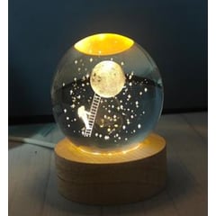 GENERICO - REGALO - LAMPARA 3D ESFERA DE CRISTAL 6CM LED CON CAJA PARA PILAS