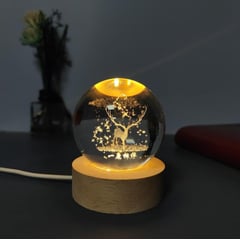 GENERICO - REGALO - LAMPARA 3D ESFERA DE CRISTAL 6CM LED CON CAJA PARA PILAS