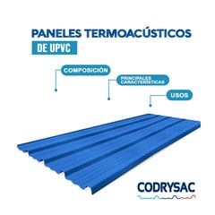 CODRYSAC - Techo termoacústico UPVC 1.07 x 3.60m x 1.5mm Azul