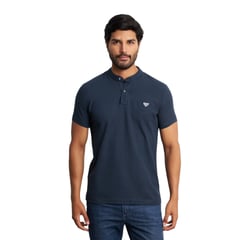 ISAGUE - POLO CUELLO NERU COLOR ENTERO SLIM FIT MANGA CORTA HOMBRE