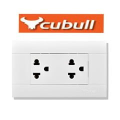 CUBULL - PACK X 10UND : TOMACORRIENTE DOBLE CON LINEA A TIERRA  A3-021