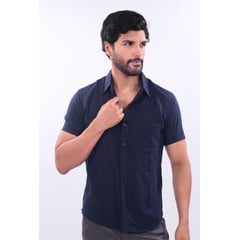 J JERAOUS - CAMISA SLIM LINO JERAOUS MANGA CORTA Azul