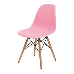 OFIDEAS - Silla de Diseño Decorativo Eames Polipropileno Madera Rosa