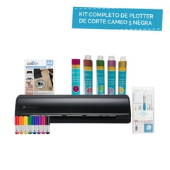 SILHOUETTE - KIT COMPLETO DE PLOTTER DE CORTE CAMEO 5 NEGRA CON VINILOS