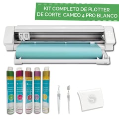 SILHOUETTE - KIT COMPLETO DE PLOTTER DE CORTE CAMEO 4 PRO BLANCO Y VINIL