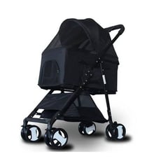 GENERICO - MASCOTAS - Coche 3 en 1 Plegable Negro para Perro