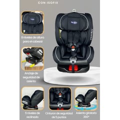 BABY KITS - Silla de Auto Carro Para Bebes Con Asiento Giratorio Reclinable Isofix