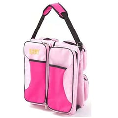 GENERICO - Pañalera Cambiador Portatil Para Bebe Cuna Convertible Bolso Rosado