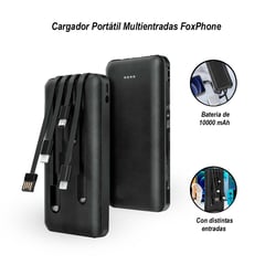 SASARU - Cargador Portátil Multientradas FoxPhone 10000 mAh Negro