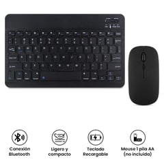 CC GROUP - Kit Teclado + Mouse Inalámbrico Bluetooth Negro