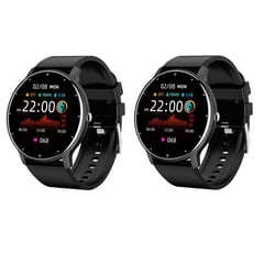 LIGE - Smartwatch Reloj Inteligente Bluetooth ZL02D Juego de 2 Negro+Negro