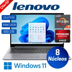 LENOVO - Laptop IdeaPad 1 15ALC7 15.6" FHD TN, AMD Ryzen 7-5700U,Ram 16GB, SSD 1 TB, Win 11