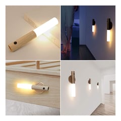 GENERICO - Luz LED con Sensor de Movimiento Madera Recargable Magnética usb