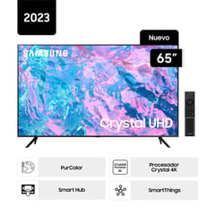 SAMSUNG - Televisor Samsung 65 Pulg. Crystal Smart TV UHD 4K UN65CU7000GXPE