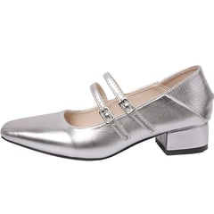 VATYERTY - Zapatos planos de color liso para mujer Zapatos con correa y hebilla en punta