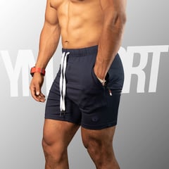 YML SPORT - Short de Entrenamiento Hombre - Short GYM Azul Marino -