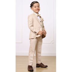 GENERICO - TRAJE DE 3 PIEZAS PARA NIÑO SOFISTICADO DE BAUTIZO BEIGE