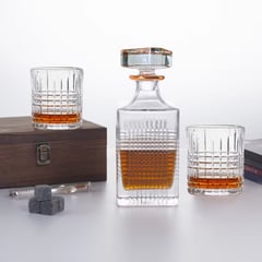 GENERICO - Jgo 7pc Licorera Cristal Vasos, Whiskera, Cadamada, Jerez, 970 ml