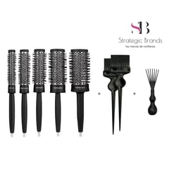 TERMIX - KIT X5 CEPILLOS DE CABELLO PROFESIONAL + 2 BROCHAS + 1 LIMPIACEPILLOS