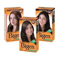 BIGEN - Pack 3 Tintes En Polvo Para El Cabello y Cejas Negro Y Castaño