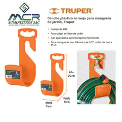 TRUPER - Gancho portamanguera naranja para manguera de jardín