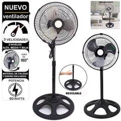 GENERICO - Ventilador Pedestal de 10" Negro 60 Watts