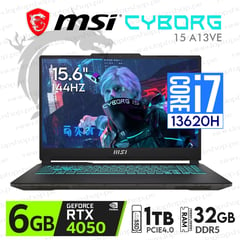 MSI - Laptop Cyborg 15 A13VE, Intel Core i7 13620H 32GB DDR5 1TB SSD RTX 4050 15.6 FHD 144Hz