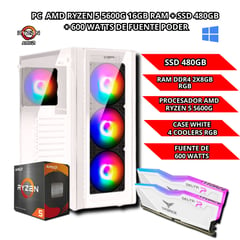 PC GAMER RYZEN 5 5600G + 16GB RAM + 480GB SSD + FUENTE DE 600WATTS