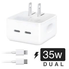 Cargador Adaptador 35W Dual Tipo C y Cable USB Tipo C a Lightning