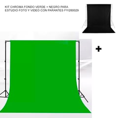 INTERLUD - Kit Chroma Fondo Verde y Negro para Estudio Foto y Video con Parantes