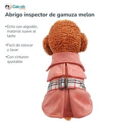 CAT OH - Ropa para perro Abrigo inspector de gamuza melon M