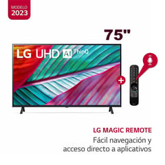 LG - Televisor LG 75 UHD 4K Smart AI ThinQ 75UR8750PSA Magic Remoto Nuevo Modelo - Negro