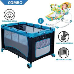 COSCO - Cuna Corral Pack and Play Stella Azul +Silla Nido