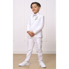 GENERICO - TRAJE DE 3 PIEZAS PARA NIÑO SOFISTICADO DE BAUTIZO BLANCO