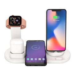 GENERICO - Cargador Inalámbrica Base Estación Carga 4 en1 Celular SmartWatch