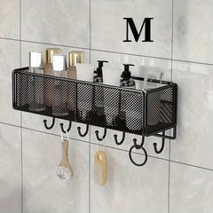 GENERICO - Organizador Multiuso Negro con colgadores 40 cm para baño