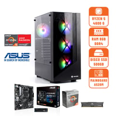 AMD - COMPUTADORA GAMER BLACK RYZEN 5 4600G RAM 8GB + SSD 500GB + CASE LED (CPU)