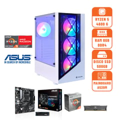 AMD - COMPUTADORA GAMER WHITE RYZEN 5 4600G RAM 8GB + SSD 500GB + CASE LED (CPU)