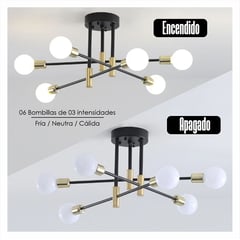 GENERICO - Lámpara de Techo 6 brazos incluye 6 focos tricolor