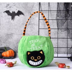 GENERICO - Bolsa de Tela Felpa Calabaza Halloween Diseño Gatito