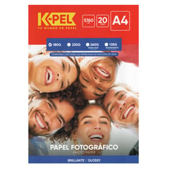 GENERICO - K-PEL Papel Foto Brillante 180 g X 20 hojas A4