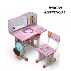 GENERICO - Mesa de Estudios Escritorio y silla Para Niño -Rosa