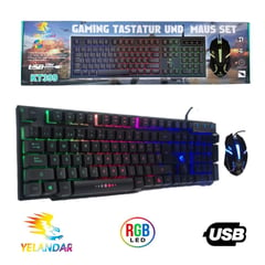 GENERICO - Kit Teclado y Mouse Gamer Alambrico RGB para Pc Laptop Negro