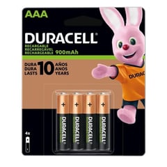 DURACELL - Pilas Recargables AAA Blister 4 pilas 900 mAh