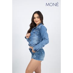 MONE OUTFIT - Casaca Jean Moné en Color Azul Claro