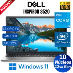 Laptop Inspiron 15 3520 15.6" Fhd Ips ,core I5-1235u, 12va Gen,ram 8gb, Ssd 512gb,win 11