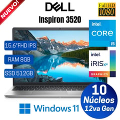 laptop Inspiron 15 3520 15.6" FHD IPS ,Core i5-1235U, 12va Gen,Ram 8GB, SSD 512GB,Win 11